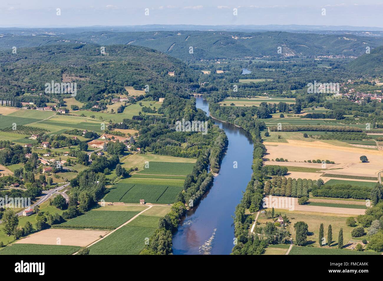 Frankreich, Dordogne, Sainte mondäner klassifiziert La Dordogne Fluss Unesco Welt-Biosphärenreservat (Luftbild) Stockfoto