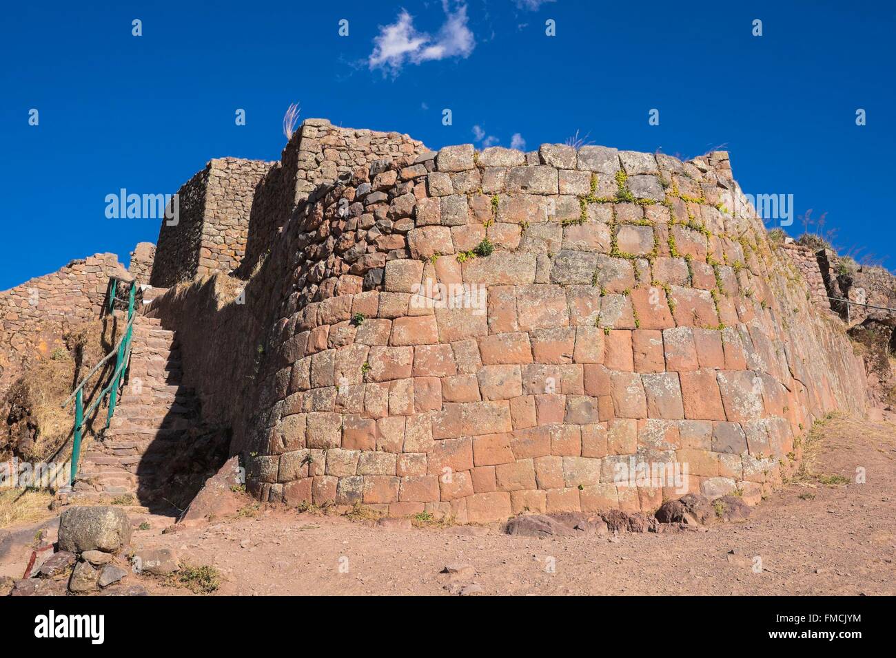 Peru, Cusco Provinz, Heilige Tal der Inkas, Pisac, Inka-archäologische Stätte, Q'Allaqasa Bereich Stockfoto