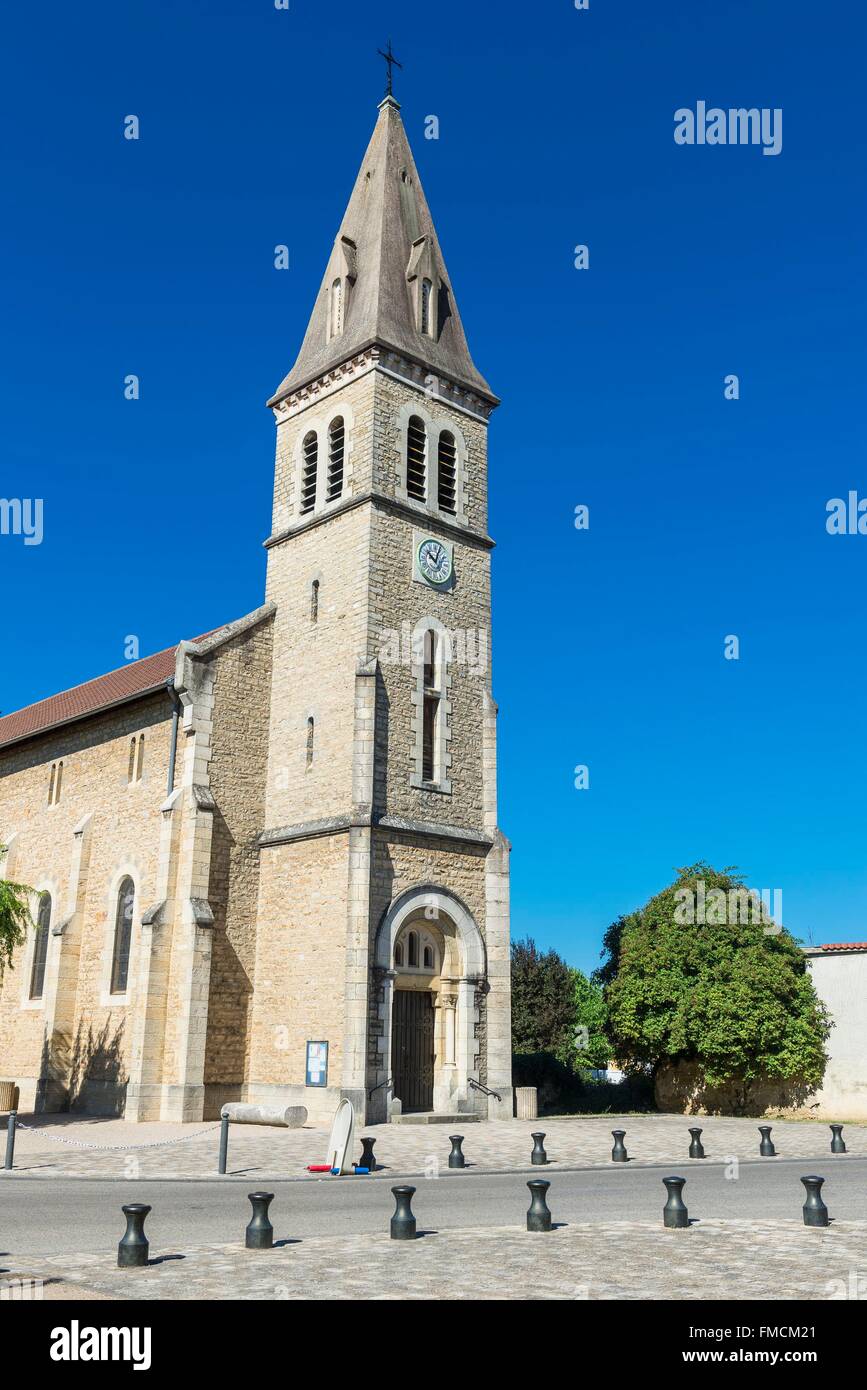 Frankreich, Isere, Tignieu Jameyzieu, die Neo-romanische Kirche im Jahr 1893 erbaut Stockfoto