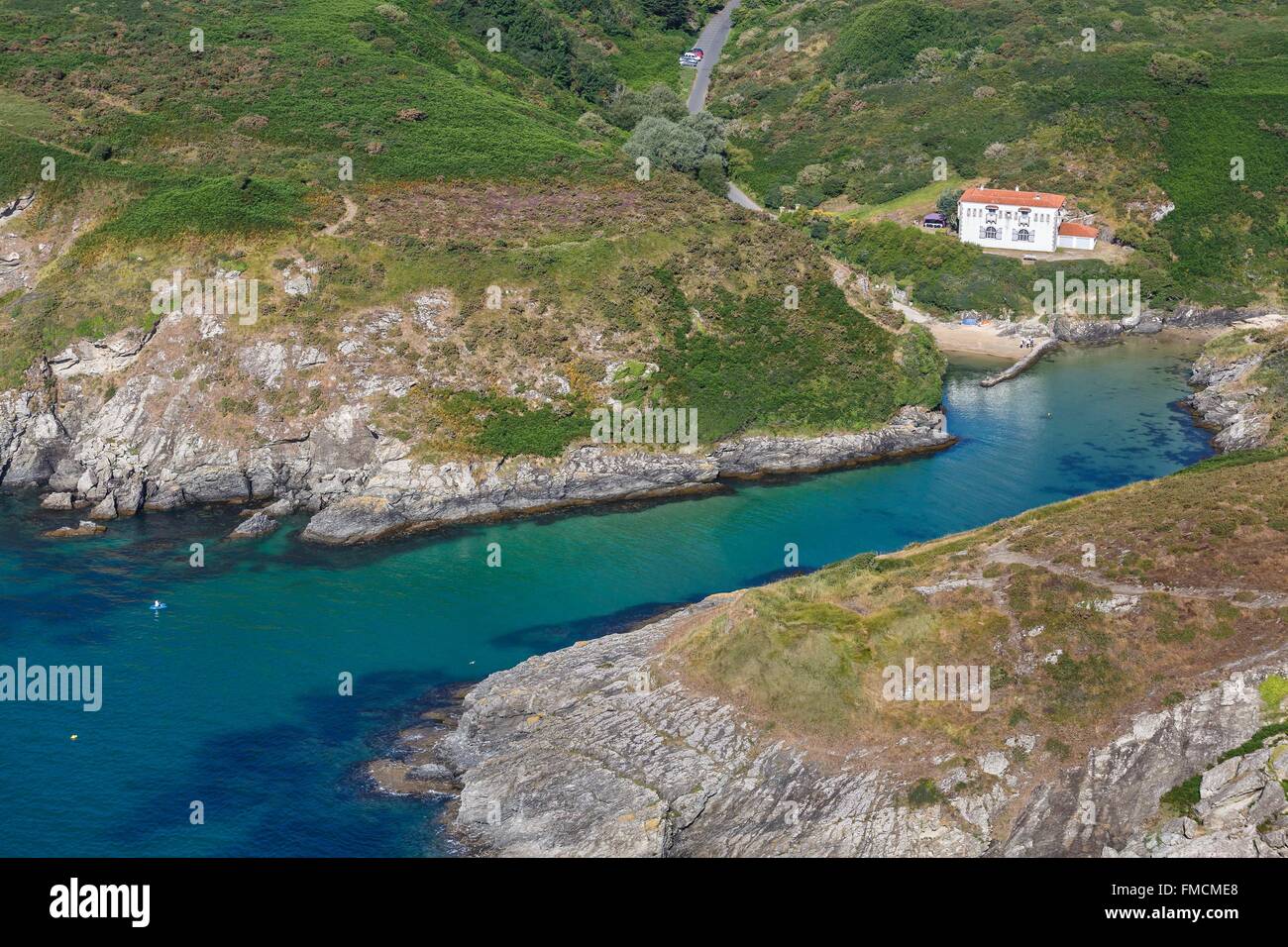 Frankreich, Morbihan, Belle Ile, Locmaria, Port Maria (Luftbild) Stockfoto