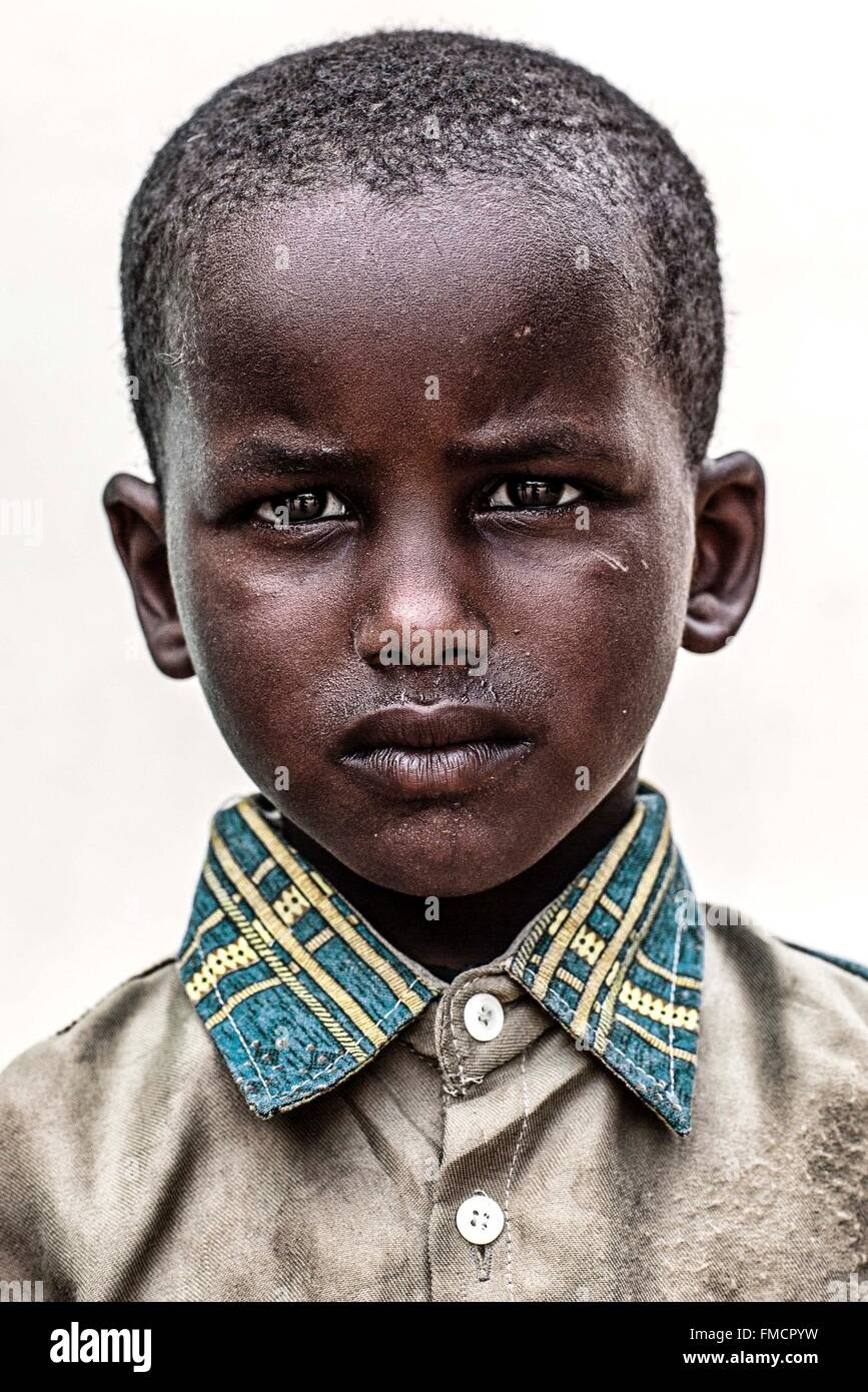 Senegal, Sahel, Ferlo Region, Widou Thiengoly, Kind Peul Stockfoto