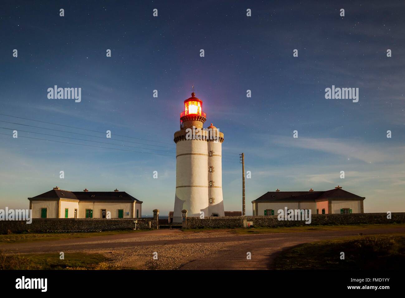 Frankreich, Finistere, Ouessantt, Biosphärenreservat (UNESCO), Armoric Naturpark, Ponant Island, steifen Leuchtturm und Stockfoto