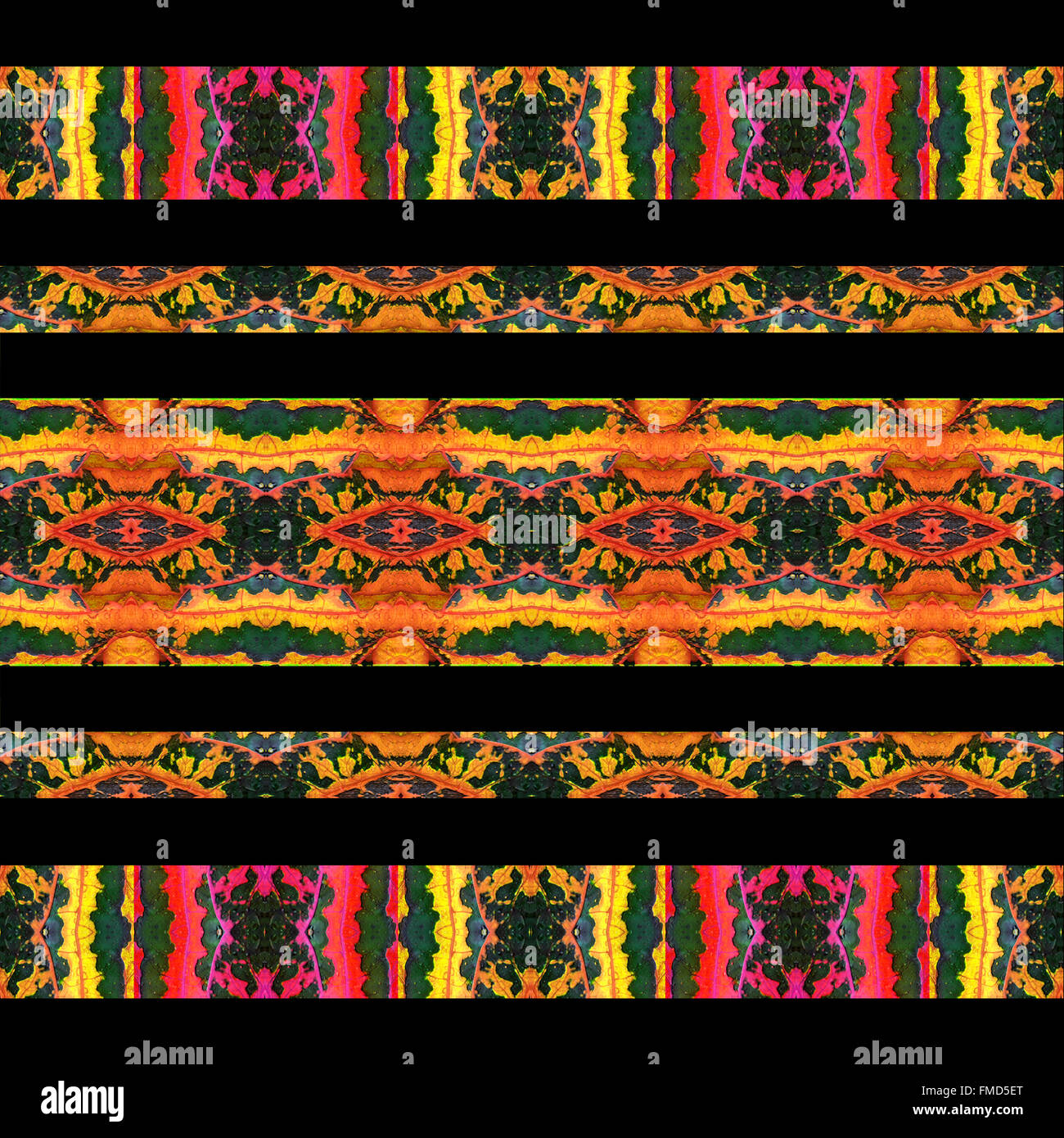 Digitale Foto-Collage und Manipulation Technik horizontale Streifen Muster stilisierte kunstvollen Blumenmotiv in leuchtenden Farben gemischt Stockfoto