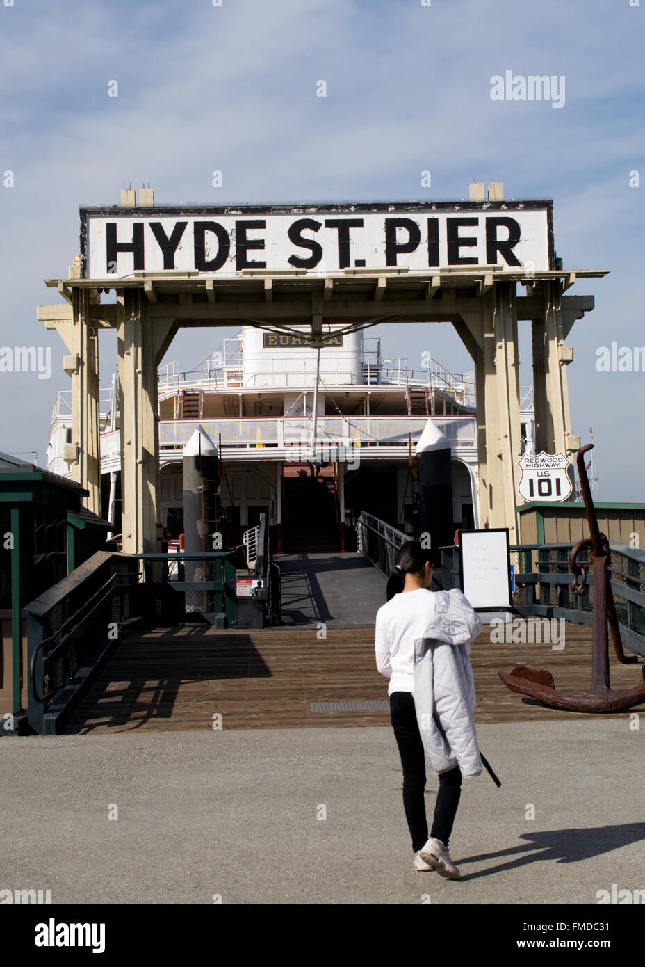 Eingang zur Hyde Street Pier in San Francisco, Kalifornien Stockfoto