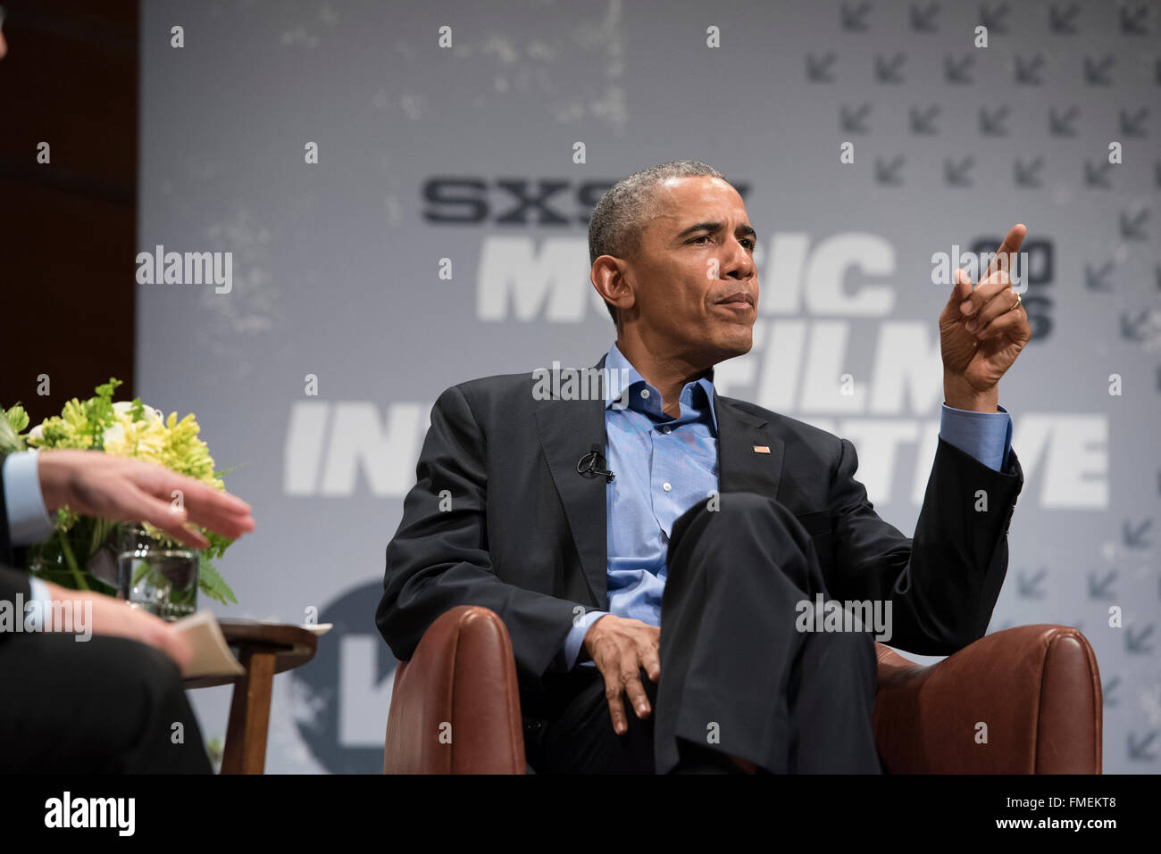 US-Präsident Barack Obama spricht über die digitale Kluft in einer Keynote-Vortrag im Süden von Südwesten interaktive Konferenz. Stockfoto