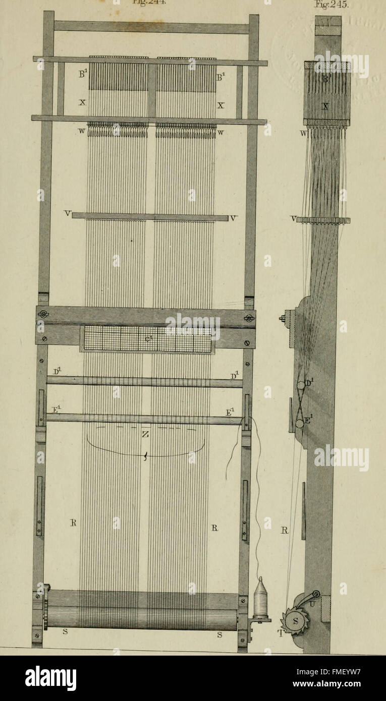Die Kunst des Webens, von hand und durch macht, mit einer einleitenden Bericht über Aufstieg und Fortschritt in Alter und neuer Zeit (1844) Stockfoto