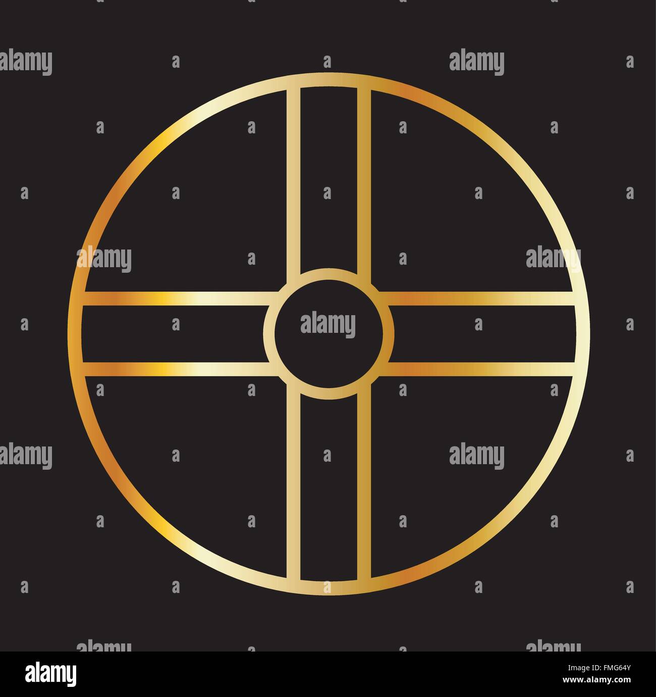 Golden südlichen Kult solar Kreuz Symbol Stock Vektor