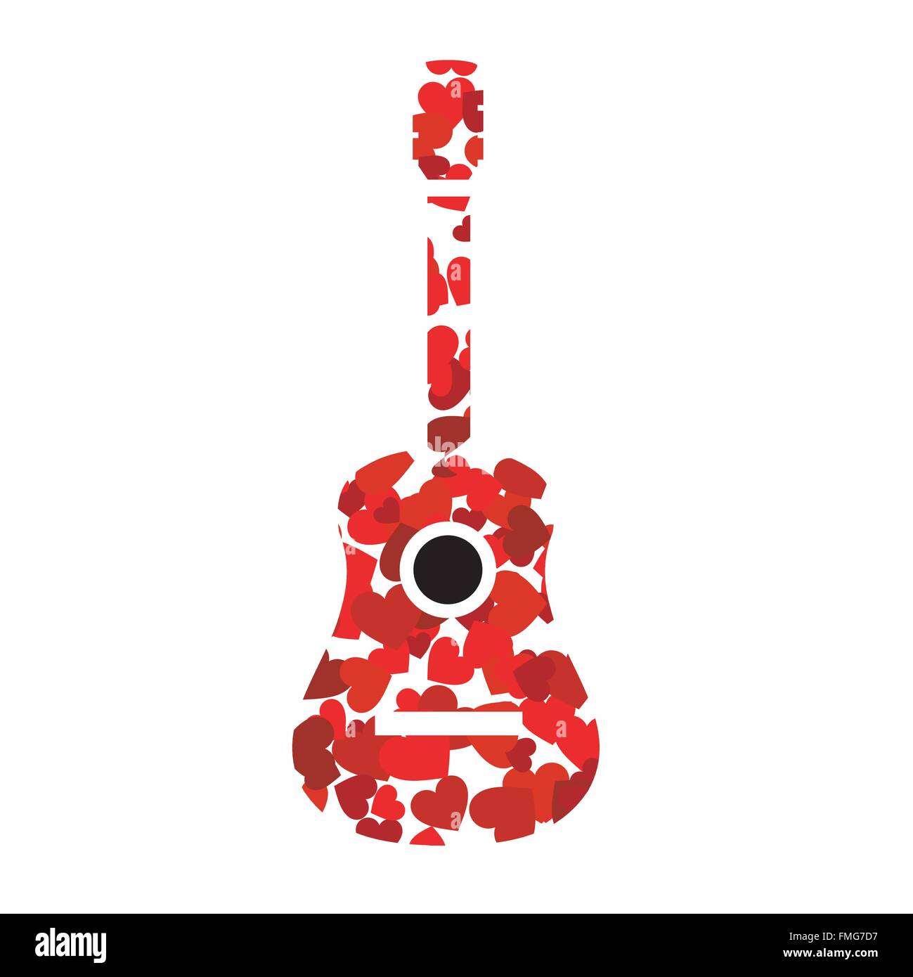 Gitarre mit roten Herzen Stock-Vektorgrafik - Alamy