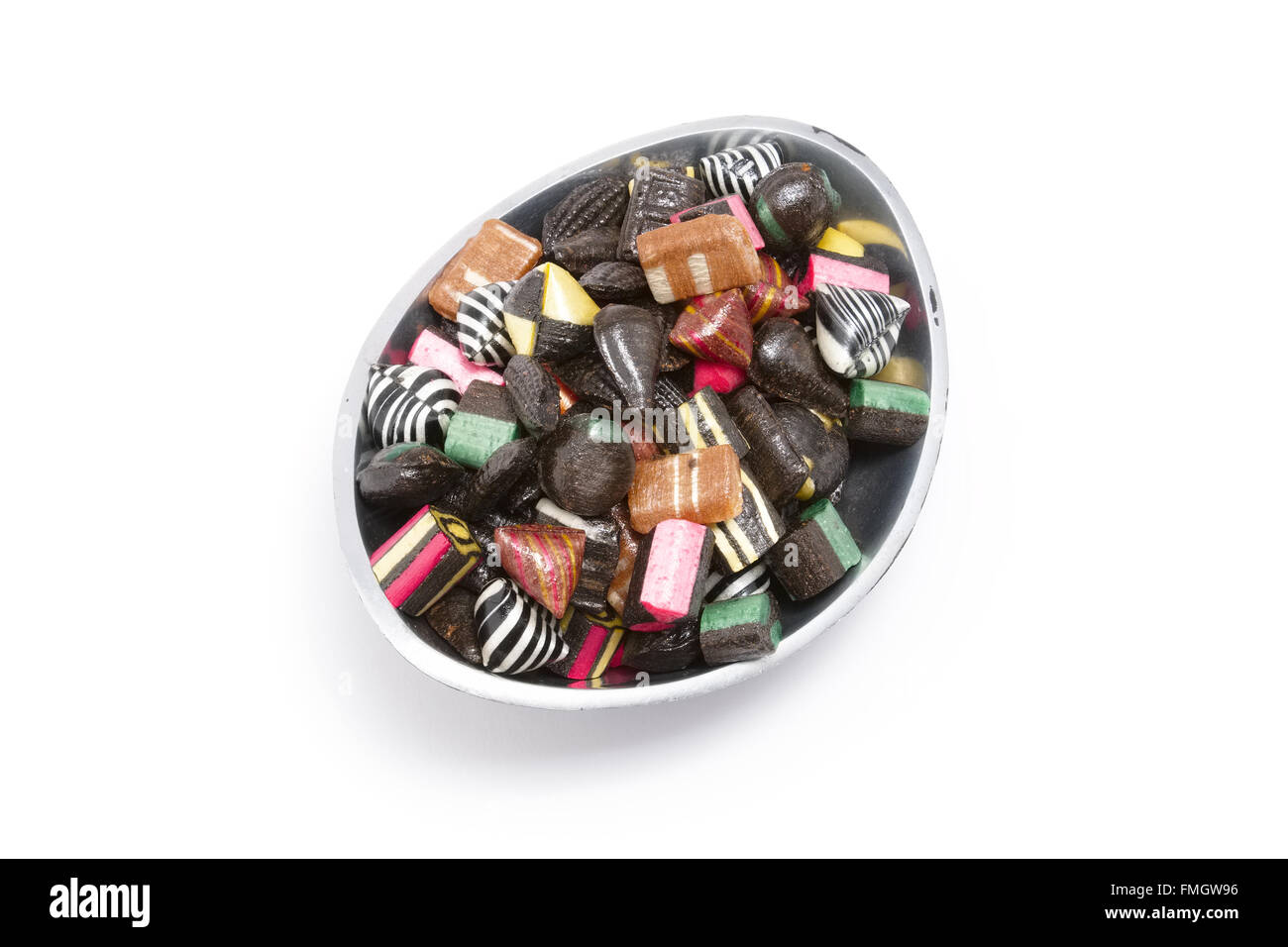 Hard Rock Candy in einer Schüssel Oval Süßigkeiten Stockfoto