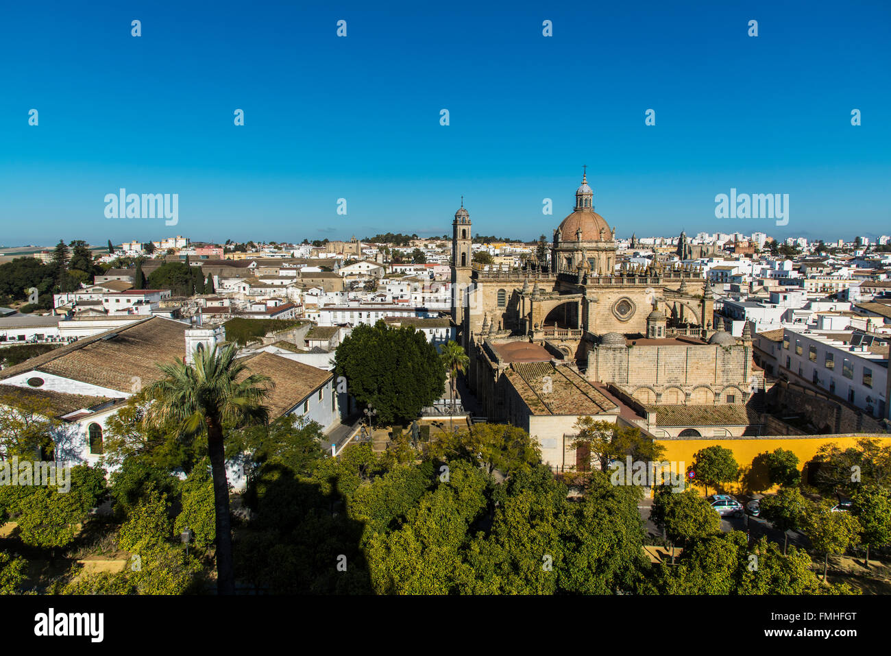 Dom und Stadt Skyline, Jerez De La Frontera, Andalusien, Spanien Stockfoto
