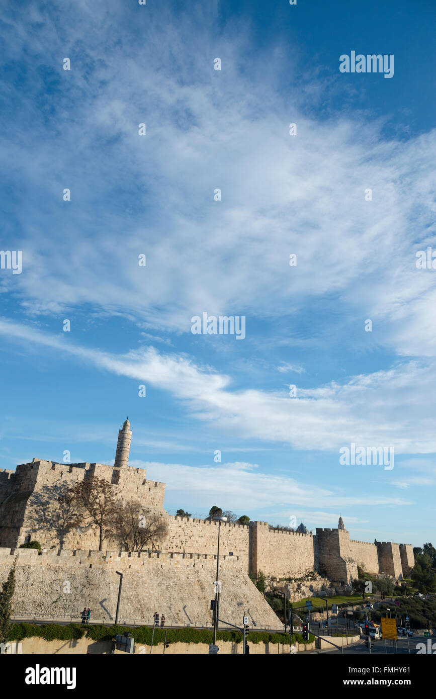 Zitadelle von David und Stadtmauern. Altstadt von Jerusalem. Israel. Stockfoto