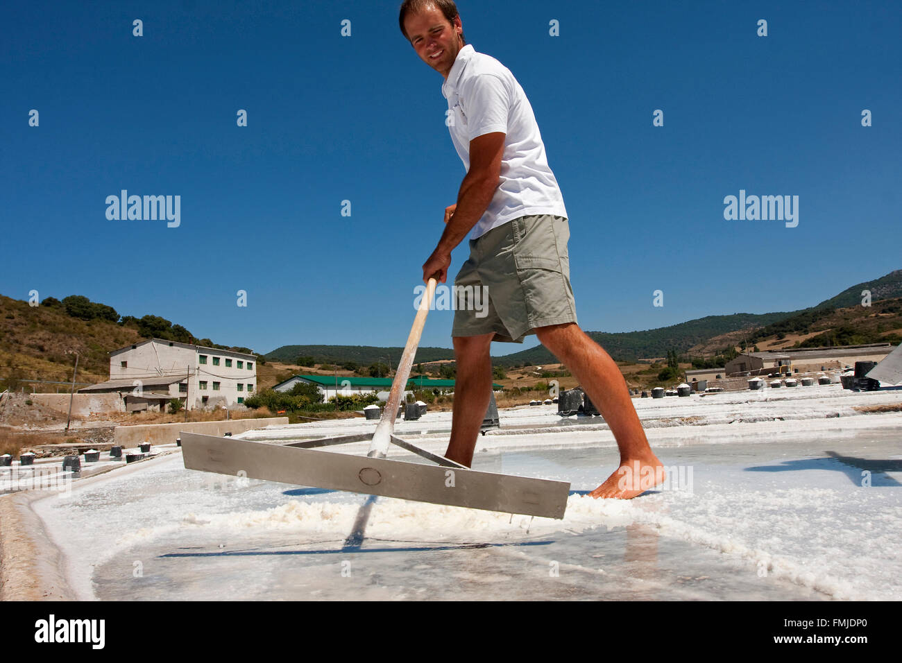 Fleur de Sel, Salzkristalle. Salinas de Oro. Navarra. Spanien Stockfoto