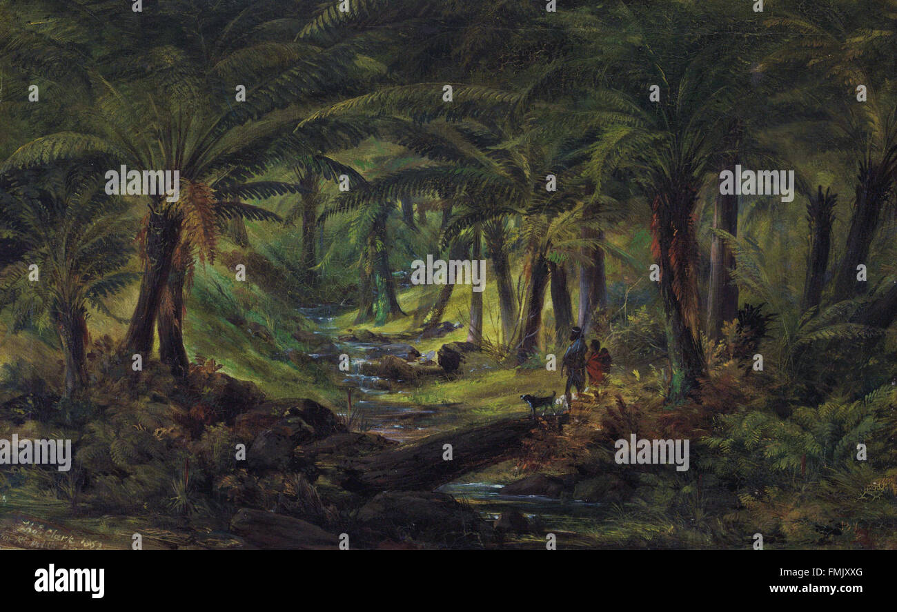 Thomas Clark - Fern Gully mit Aborigines Familie Stockfoto