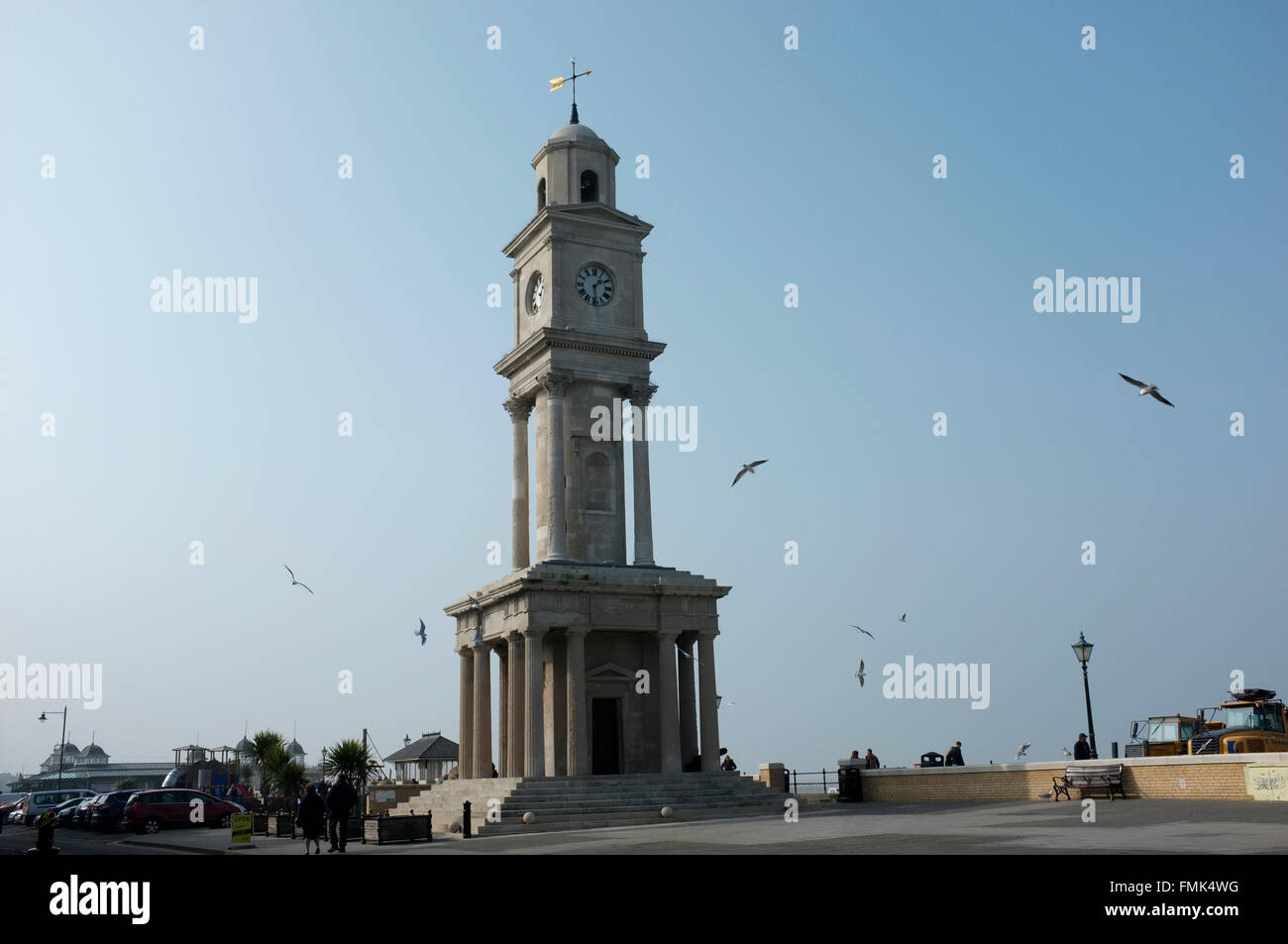 Herne Bay Küstenstadt mit dem Uhrturm in East Kent uk März 2016 Stockfoto