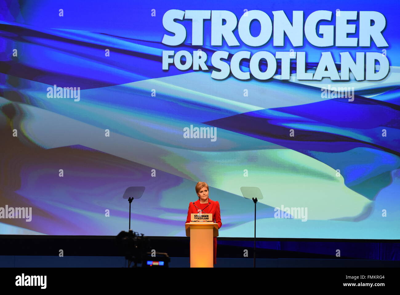 Glasgow, Schottland, Vereinigtes Königreich, 12 März 2016. SNP Führer Nicola Sturgeon gibt ihrer Keynote-Rede auf der SNP-Konferenz, Credit: Ken Jack / Alamy Live News Stockfoto