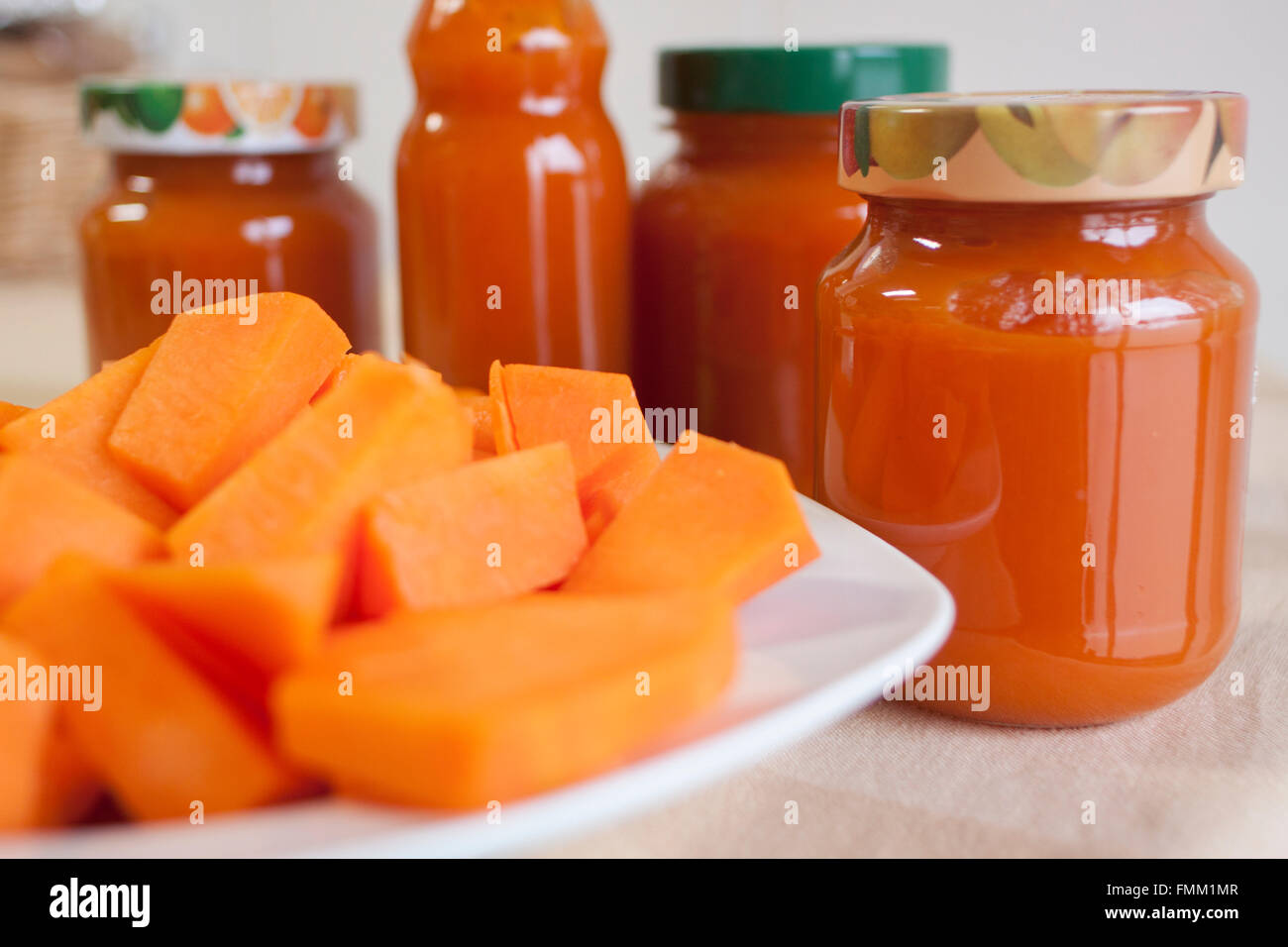 Kürbis Marmelade in Flaschen Stockfoto