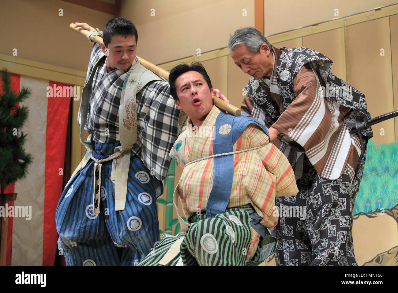 Japan; Kyoto; Kyogen, Theater, Comic-Spiel, Schauspieler, Stockfoto