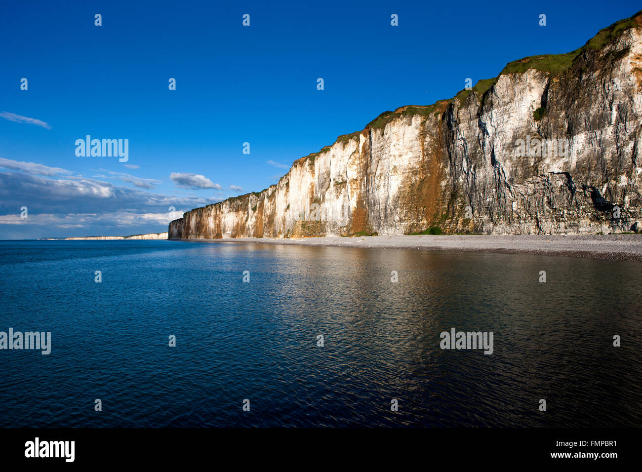 Kreidefelsen an der Küste in der Nähe von Saint-Valery-En-Caux, Département Seine-Maritime, Normandie, Frankreich Stockfoto