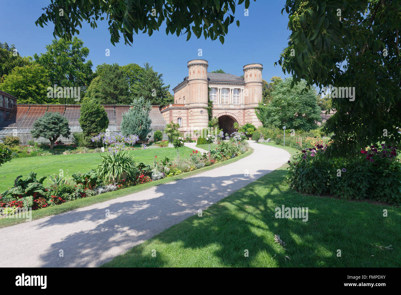 Eingang zum Botanischen Garten, Schlossgarten, Karlsruhe, Baden-Württemberg, Deutschland Stockfoto