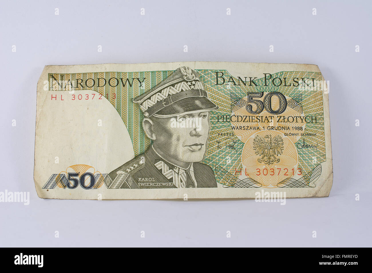 Alte Vintage polnischen Banknote 50 Zloty Stockfoto