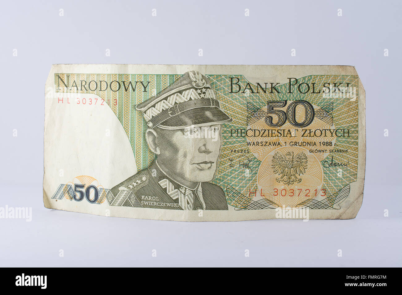 Alte Vintage polnischen Banknote 50 Zloty Stockfoto