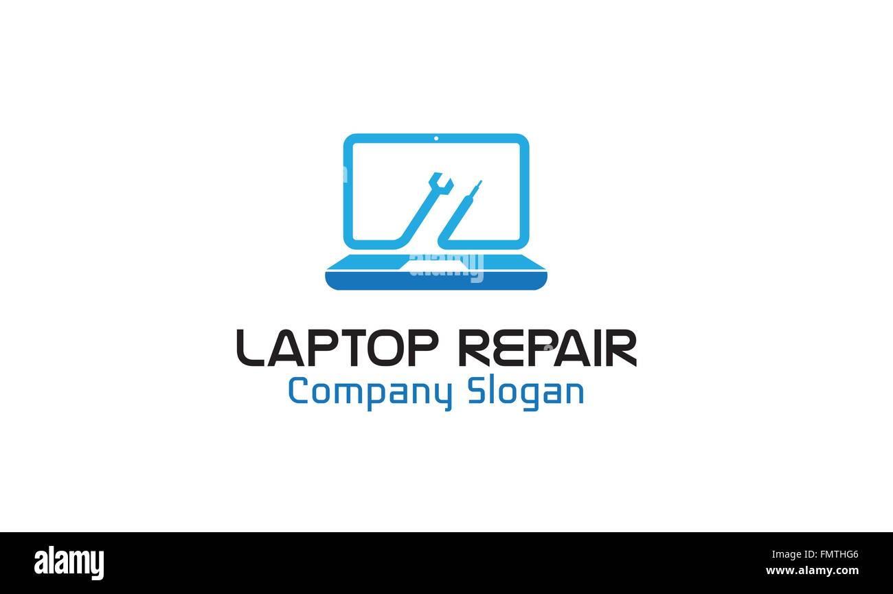 Kreative Laptop Reparatur Logo Vektor Symbol Design-Illustration Stock Vektor