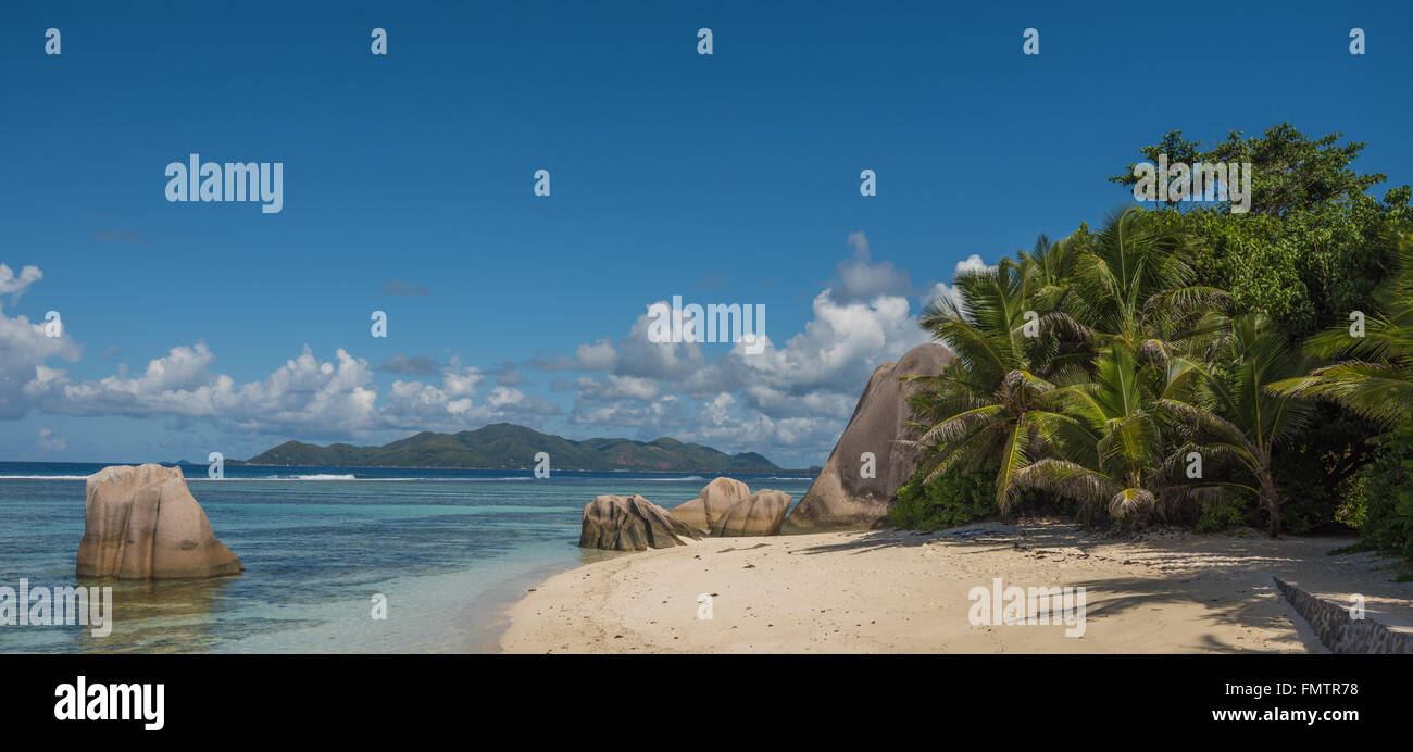 Tropische Insel Strand, Source d ' Argent, La Digue, Seychellen Stockfoto Tropische Insel Strand, Source d ' Argent, La Digue, Seychellen Stockfoto