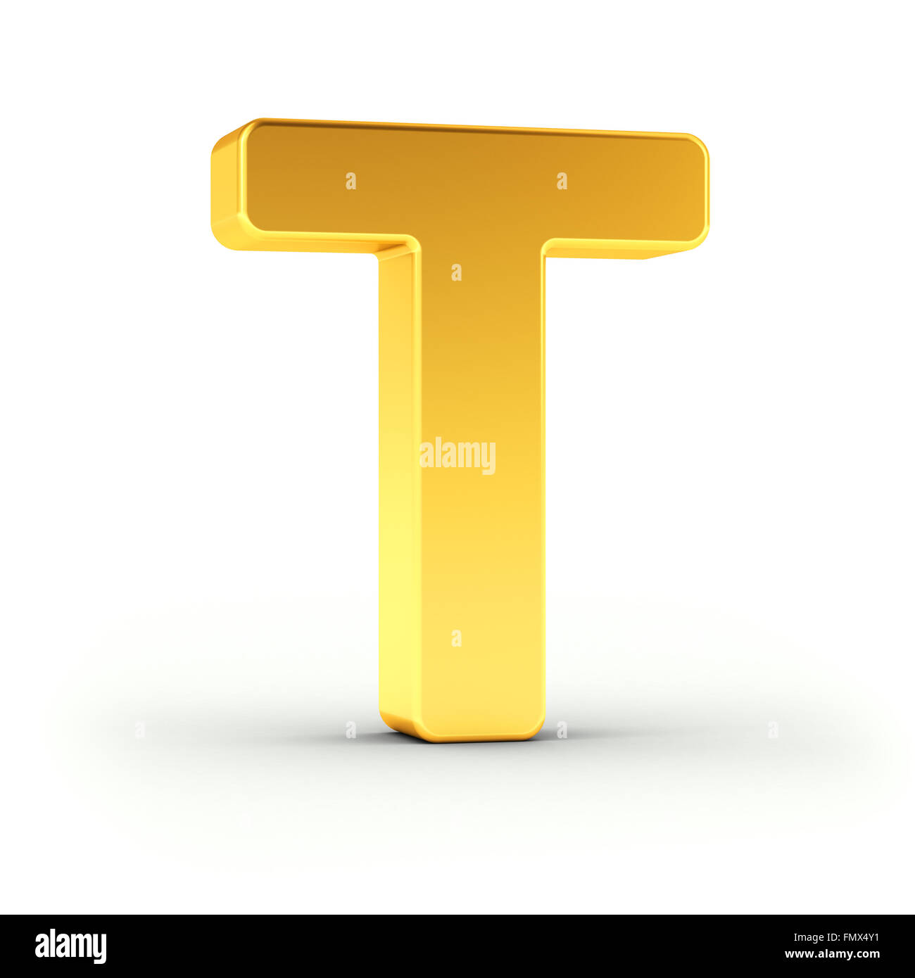 Die Buchstaben T als polierten goldenen Objekt Stockfoto