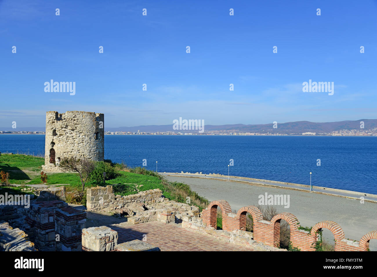 Alte Festung in Nessebar, Bulgarien. UNESCO-Weltkulturerbe Stockfoto