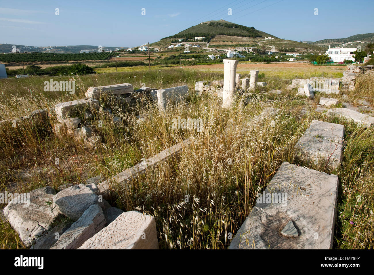 Griechenland, Kykladen, Paros, Reste der Frühchristlichen Basilika Tris Eklisies eine der Strasse von Parikia Nach Noussa, Stockfoto