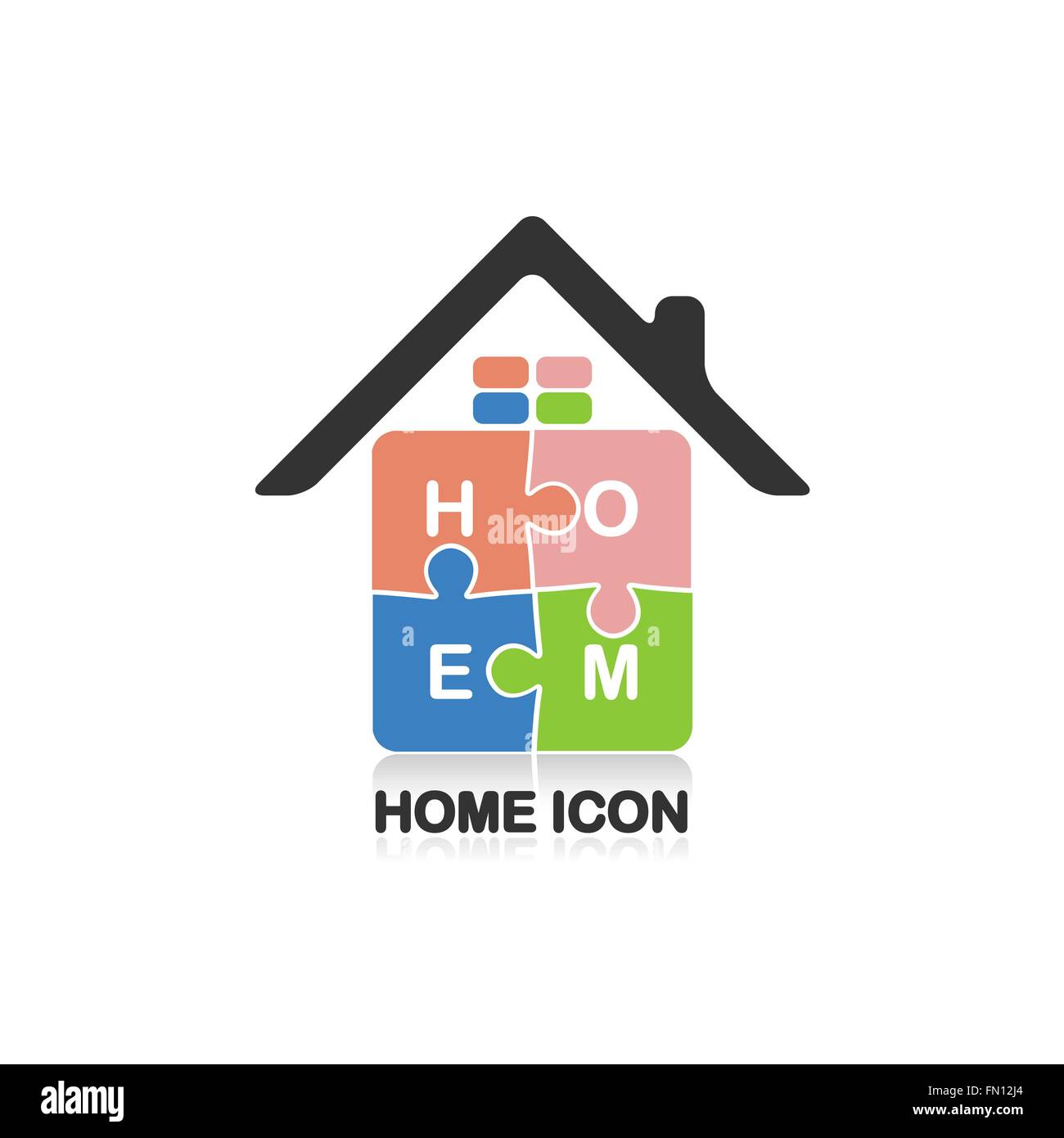 Immobilien-Logo, kreative House-Logo, abstrakte Gebäude Logo, Puzzle Haus Symbol, home Symbol. Vektor-illustration Stock Vektor