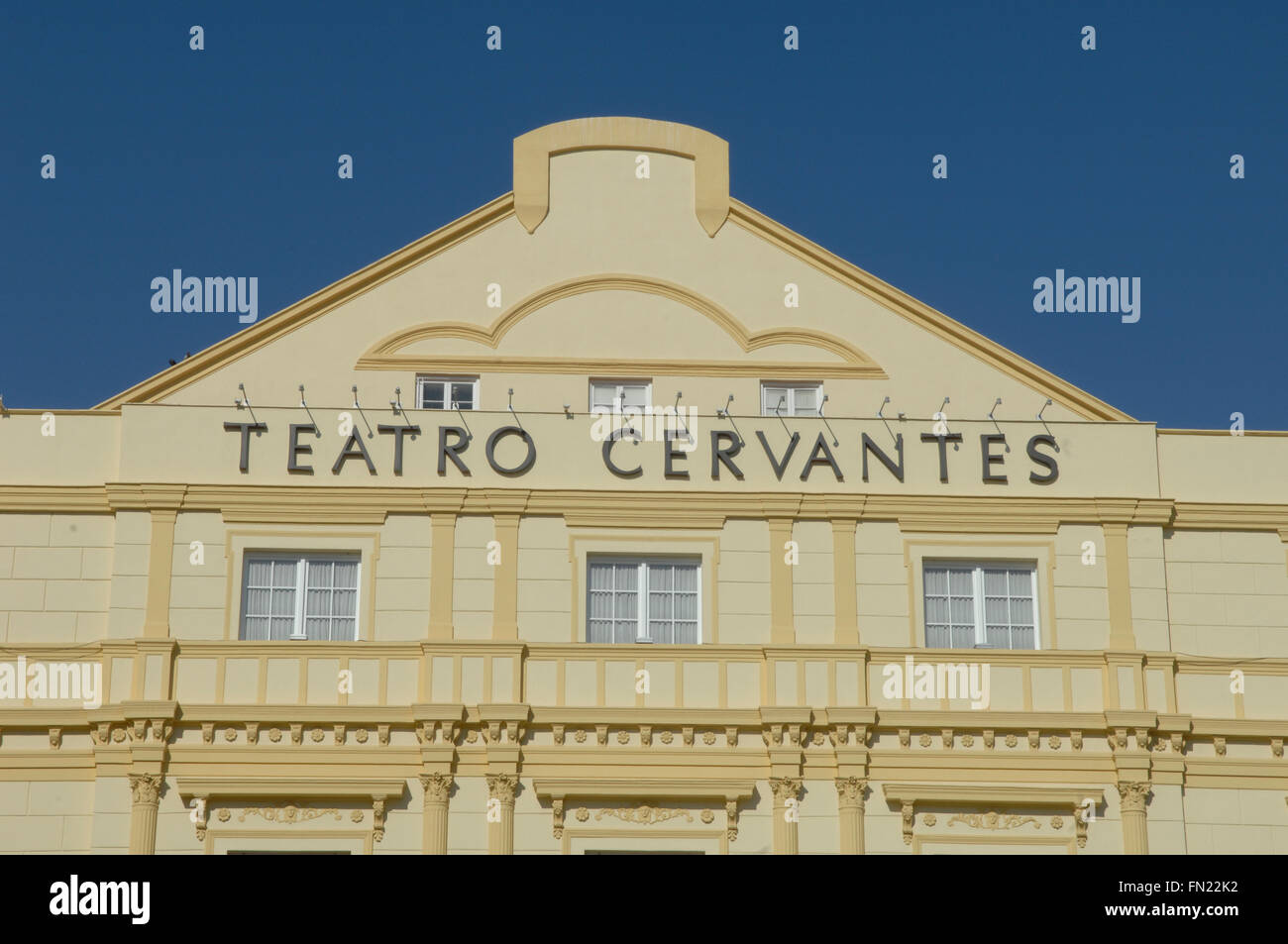 Teatro Cervantes, Malaga Spanien 2016 äußeren Bild des Daches, Sitz des Festival von Málaga Stockfoto