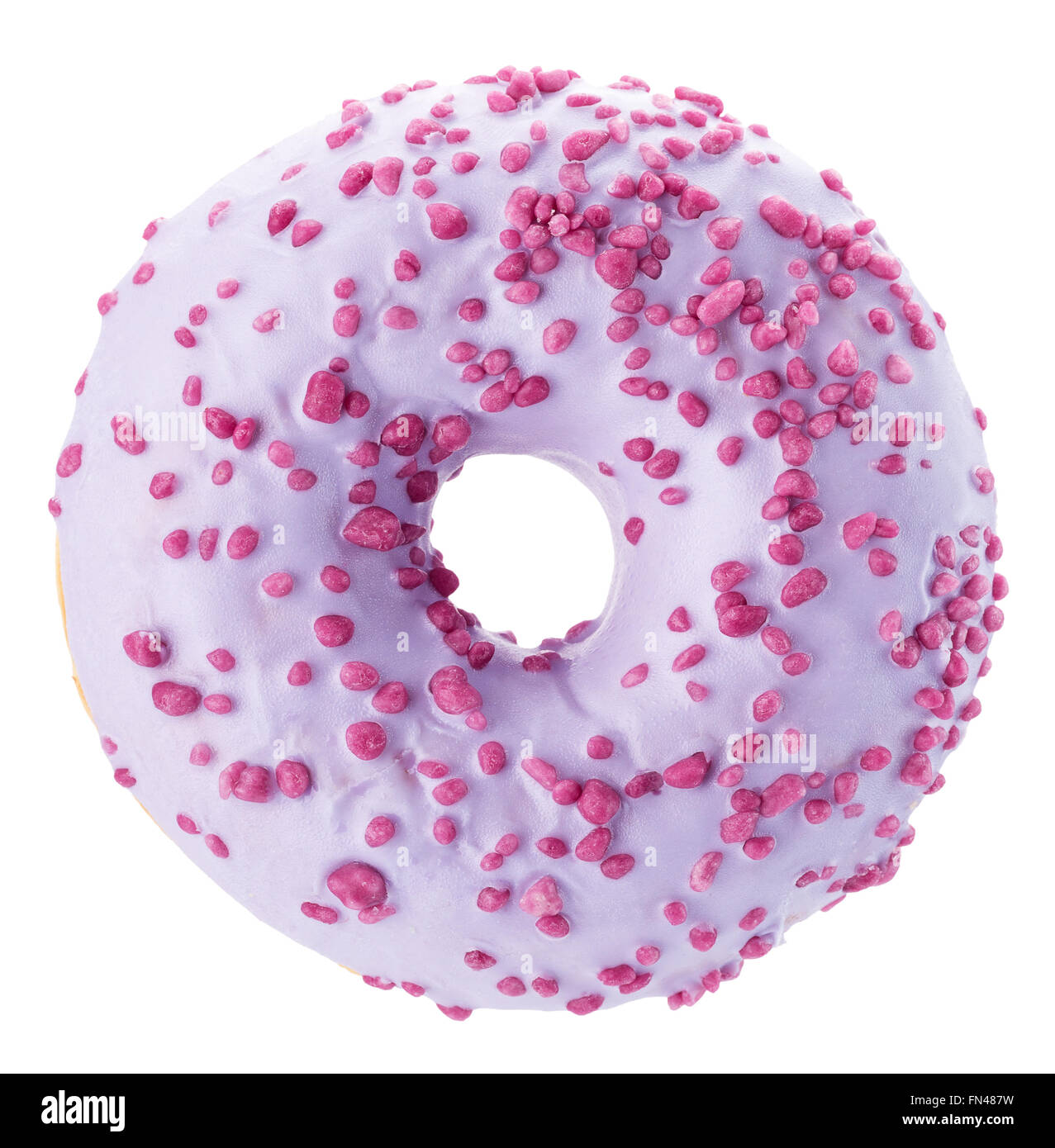 lila glasierten Donut isoliert auf weißem Hintergrund. Stockfoto