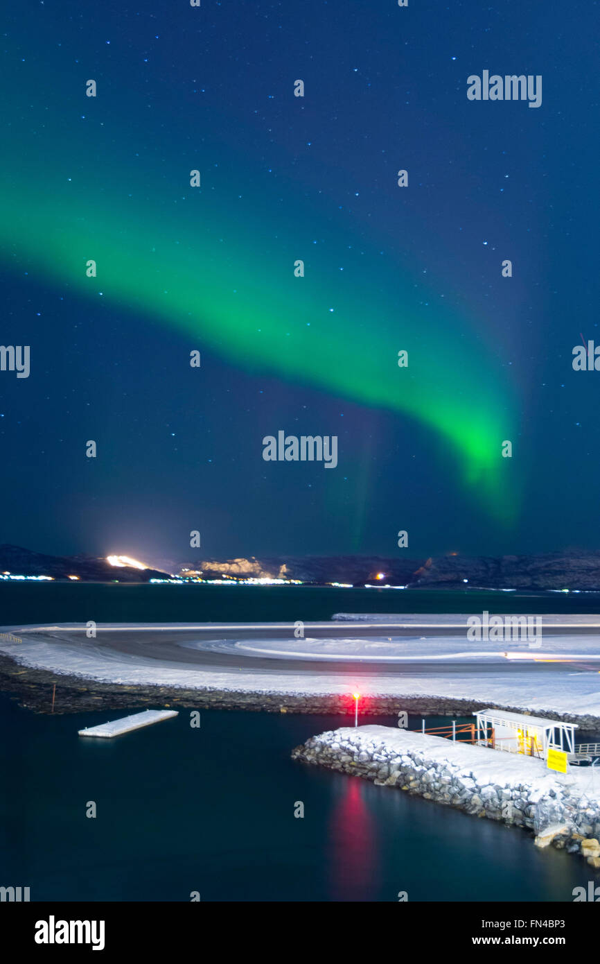 Die Nordlichter sichtbar in Alta, Nord-Norwegen. Stockfoto