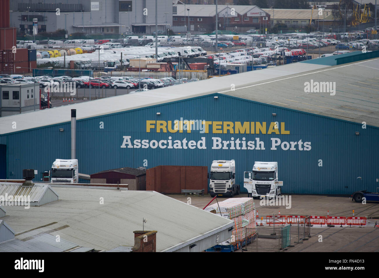 Die britische Häfen ABP Obst terminal in Southampton, England. Stockfoto