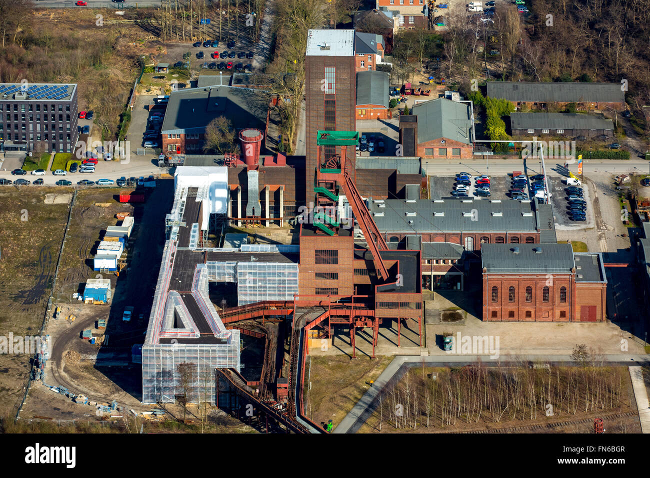 Luftaufnahme, Pakt, Baustelle auf Zollverein Schacht 1/2/8, Essen Katerberg, World Heritage Site, Essen, Ruhr, Stockfoto