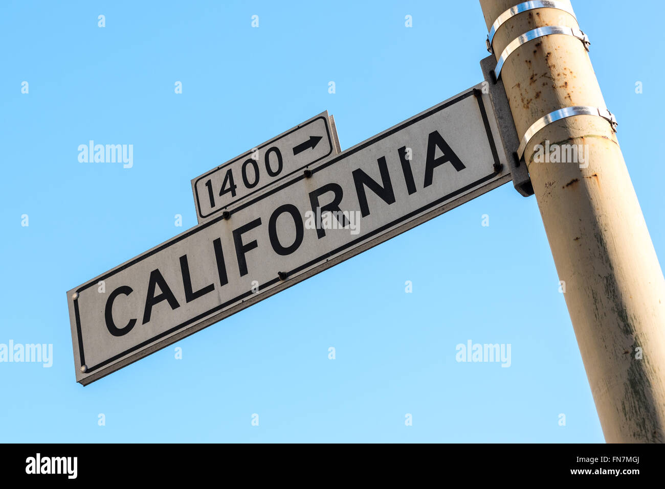 Straßenschild in der California Street in San Francisco, CA Stockfoto