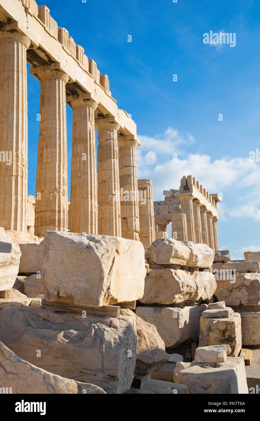 Athen - die Akropolis und den Steinen Stockfoto