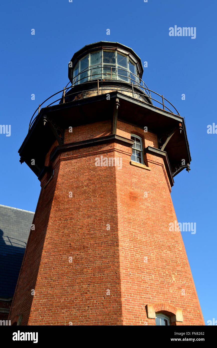 Südöstlichen Leuchtturm, Block Island Stockfoto