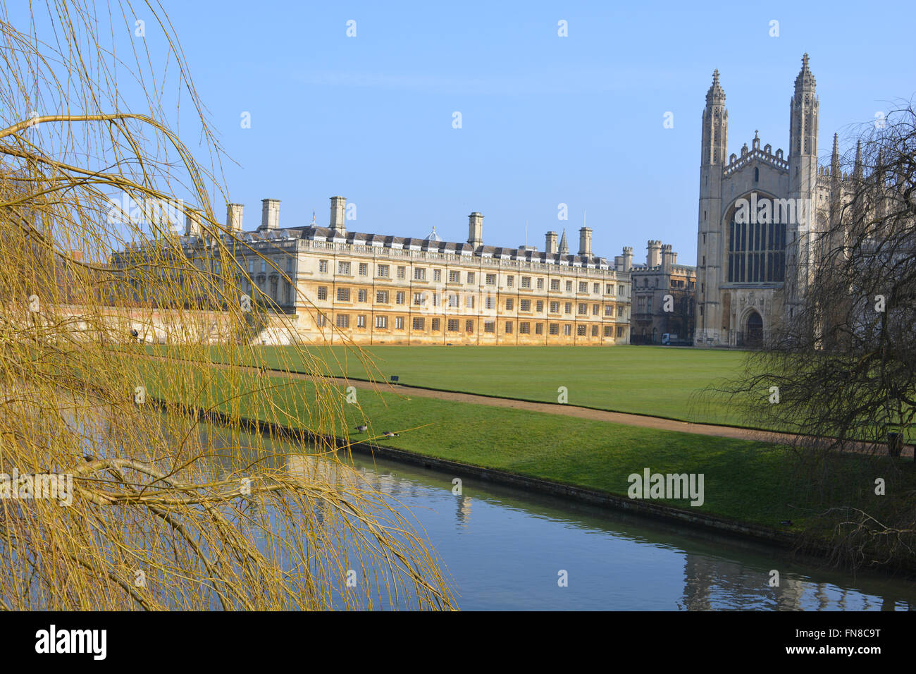 Fluss Cam und den Rücken, Clare College & King es College Chapel, Universität Cambridge, England Stockfoto