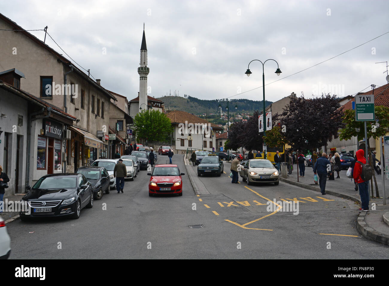 Eine Straße aus Abschnitt Altstadt von Sarajevo, Bosnien und Herzegowina. Stockfoto