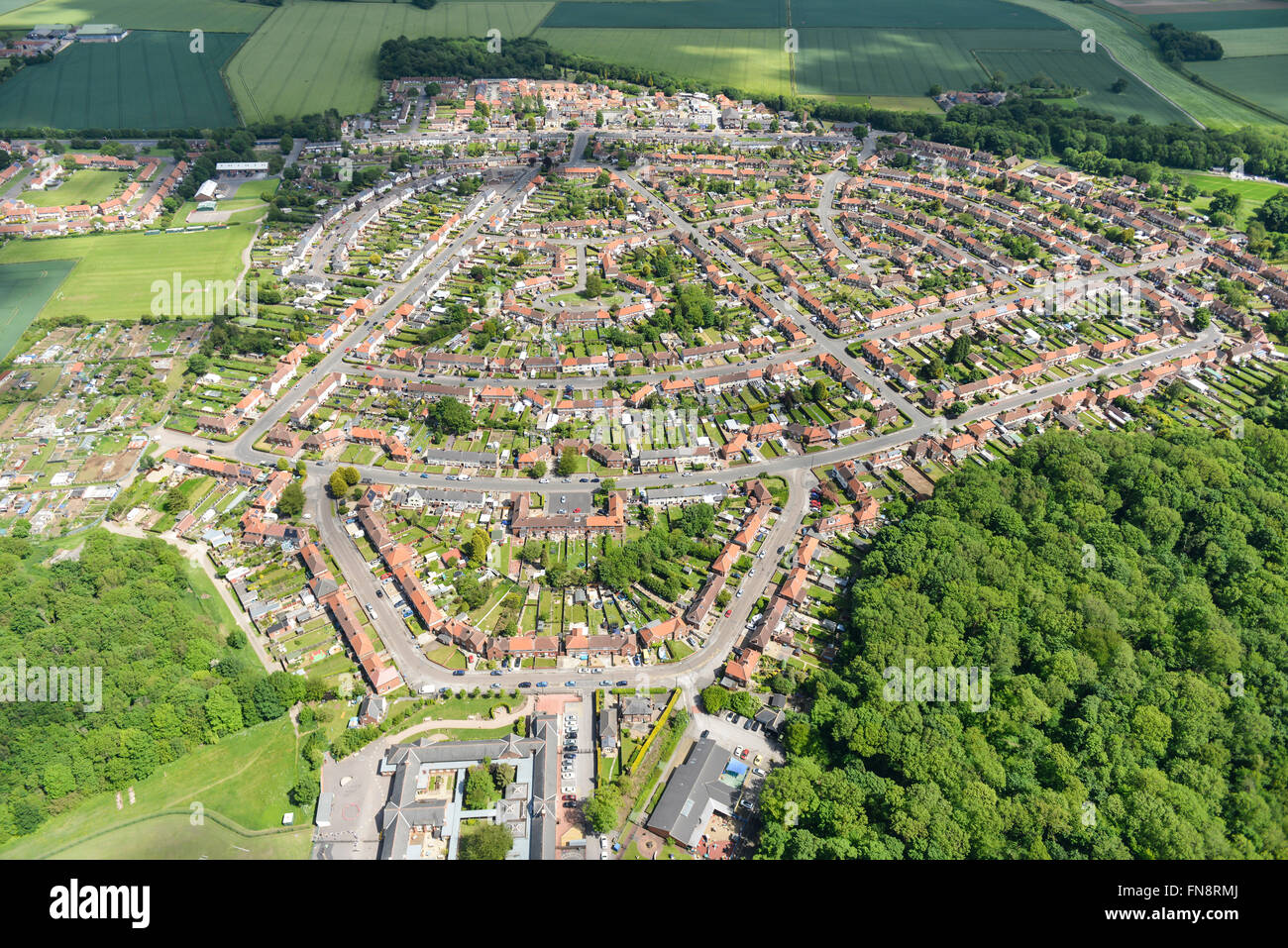 Eine Luftaufnahme von Nottinghamshire Dorf von Langold Stockfoto