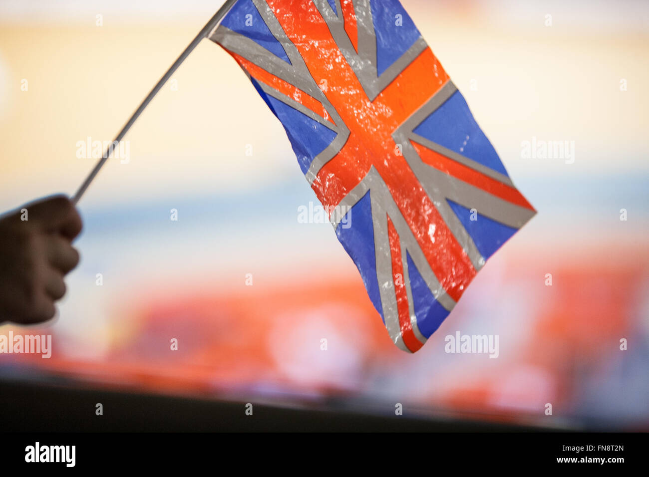 Paralympics, London 2012, England, UK, Europe.British fan im Velodrome für Track cycling. Stockfoto