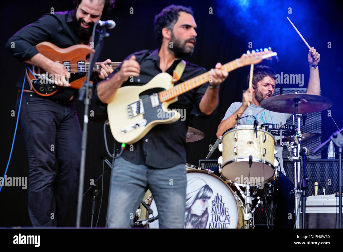 BENICASSIM, Spanien - 20 Juli: Jero Romero (spanische Band) im Konzert am FIB Festival am 20. Juli 2014 in Benicassim, Spanien. Stockfoto
