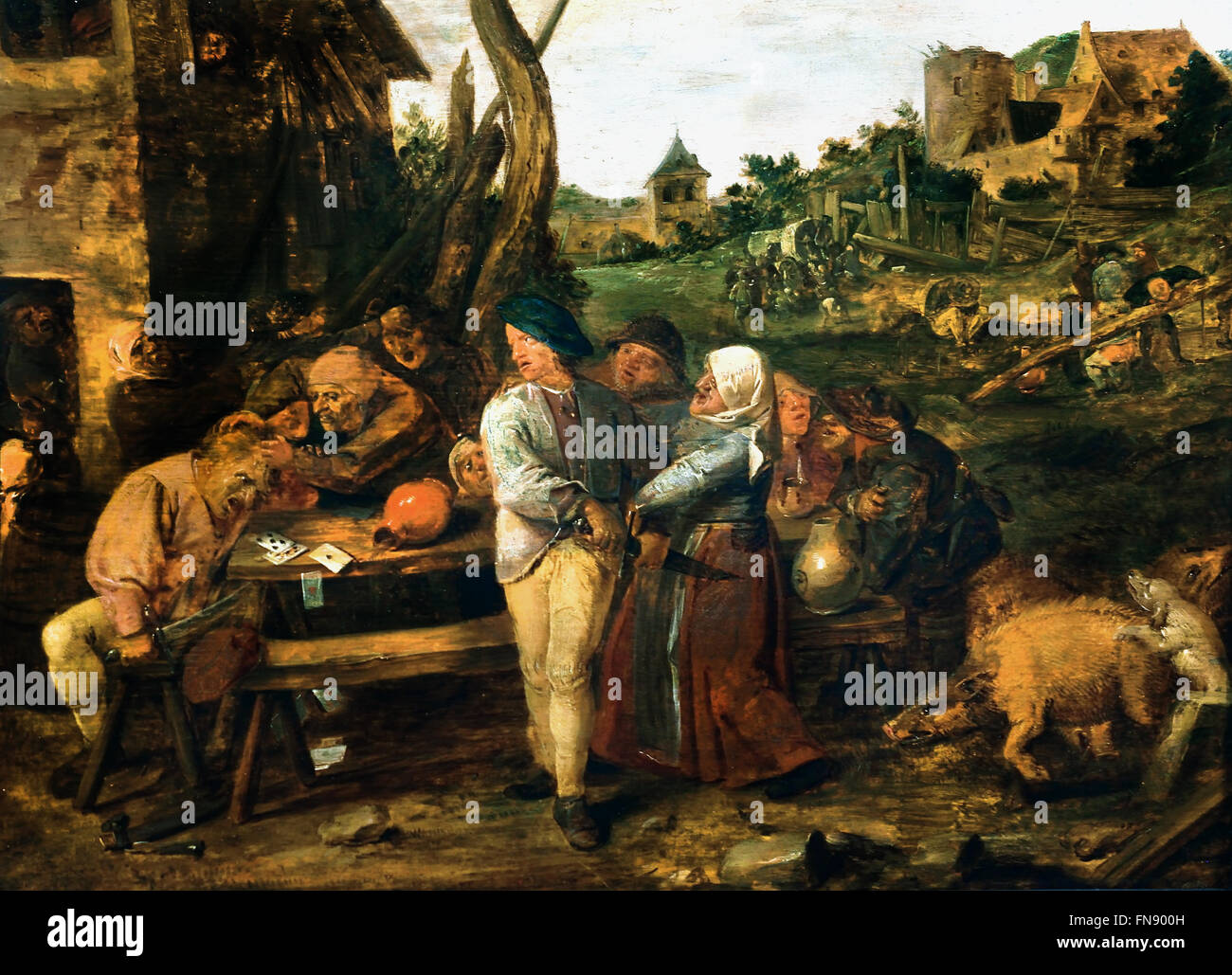 Keifen betrunkenen Bauern 1634 Adriaen Brouwer (1605 – 1638) flämischen niederländischen Malers siebzehnten Jahrhundert Niederlande Belgien Stockfoto