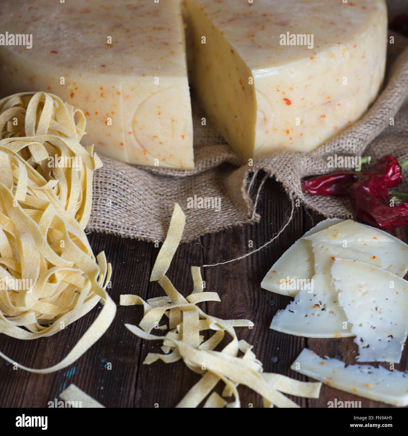 Nudeln und Käse Stockfoto