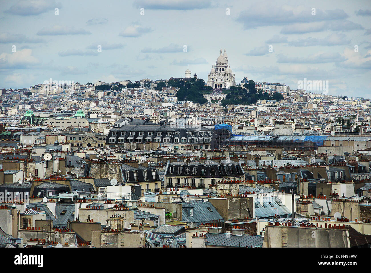 Sacre Coeur und Stadt Skyline, Montmartre, Paris, Frankreich Stockfoto