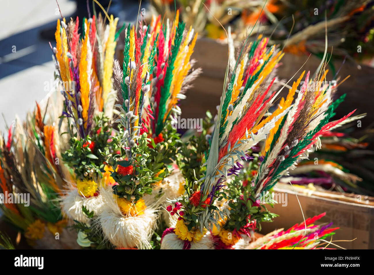 traditionelle Ostern Palmen auf dem Volksfest Stockfoto