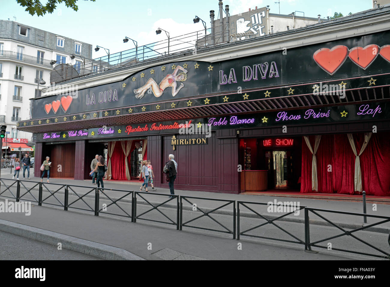 Die La Diva live dancing Club (oder Strip-Club) in Paris, Frankreich. Stockfoto