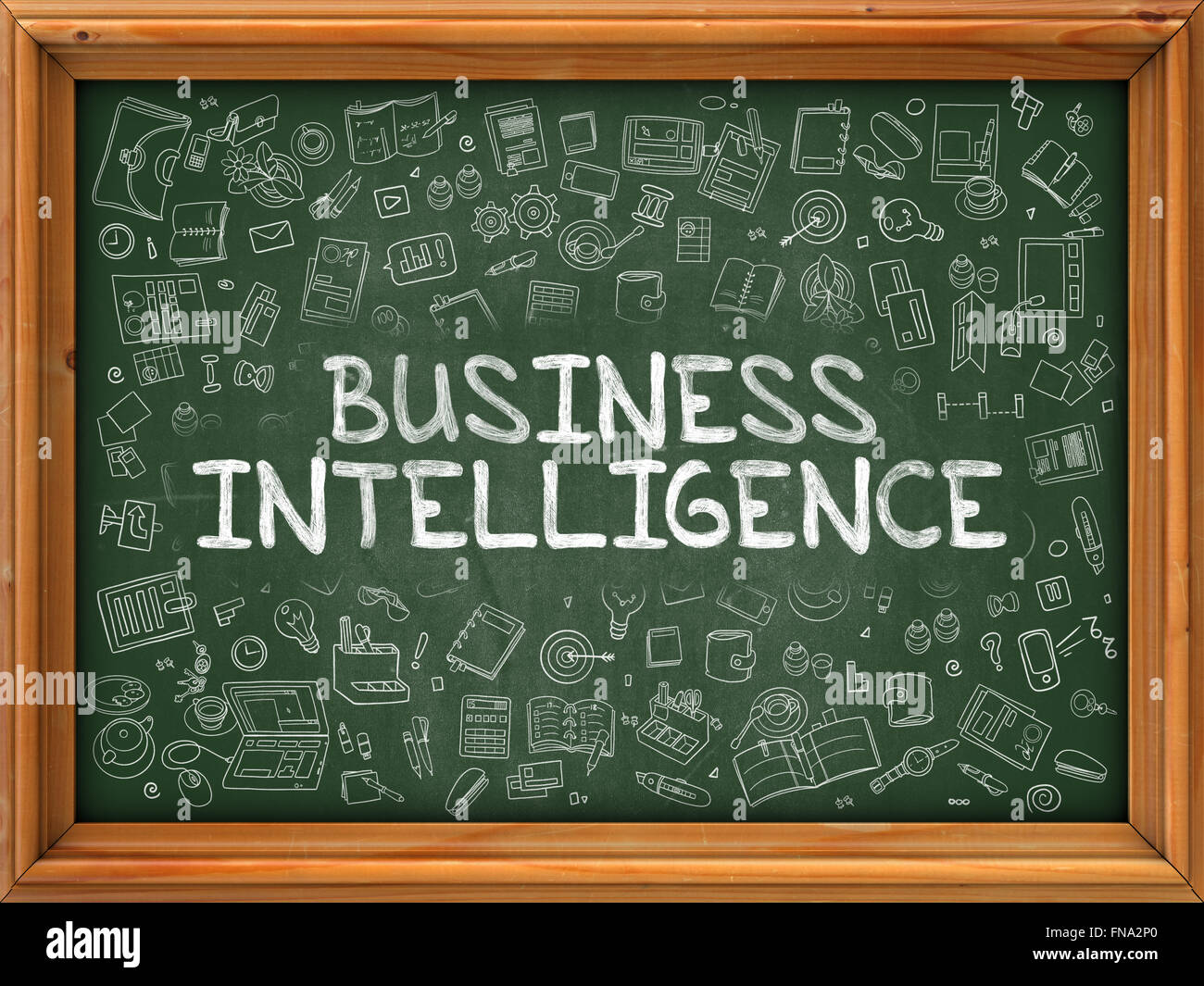 Business Intelligence - Hand auf grüne Tafel gezeichnet. Stockfoto